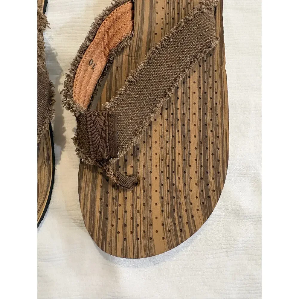 Sketchers Mens 10 Foam Flip Flop Sandals Brown Toe Post Thong Slip-On Comfort